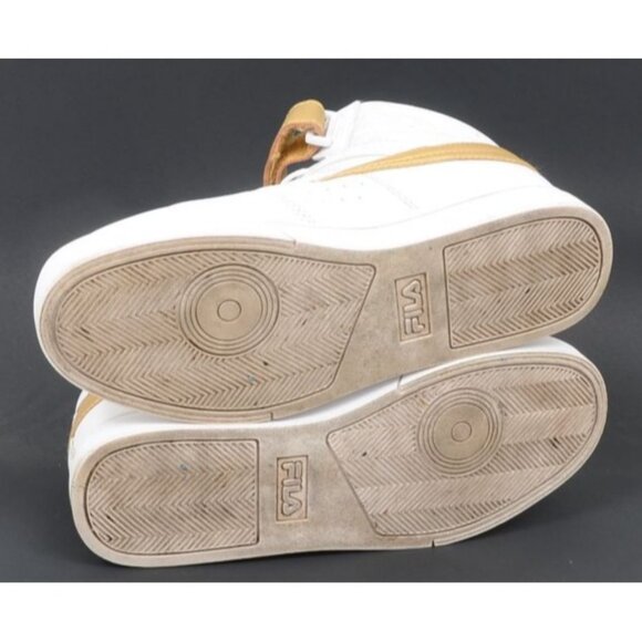 Fila Women's 7 Vulcan 13 Anodized White/Gold Leather Mid Top Retro Sneakers - Picture 7 of 8